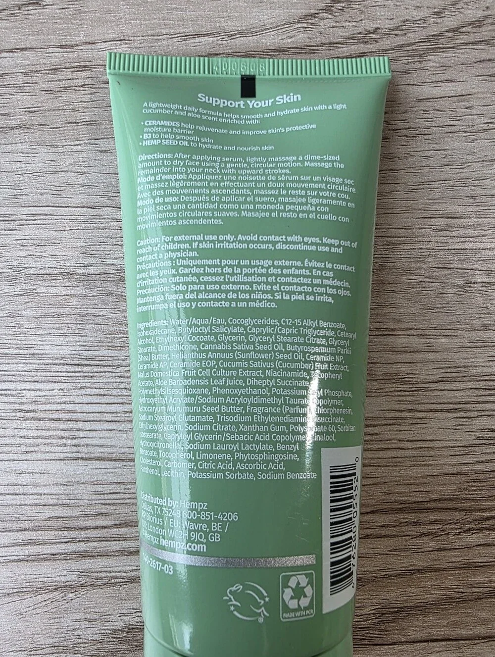 HEMPZ Smoothing Day Moisturizer Cucumber & Aloe Ceramides + B3 3 oz Sealed